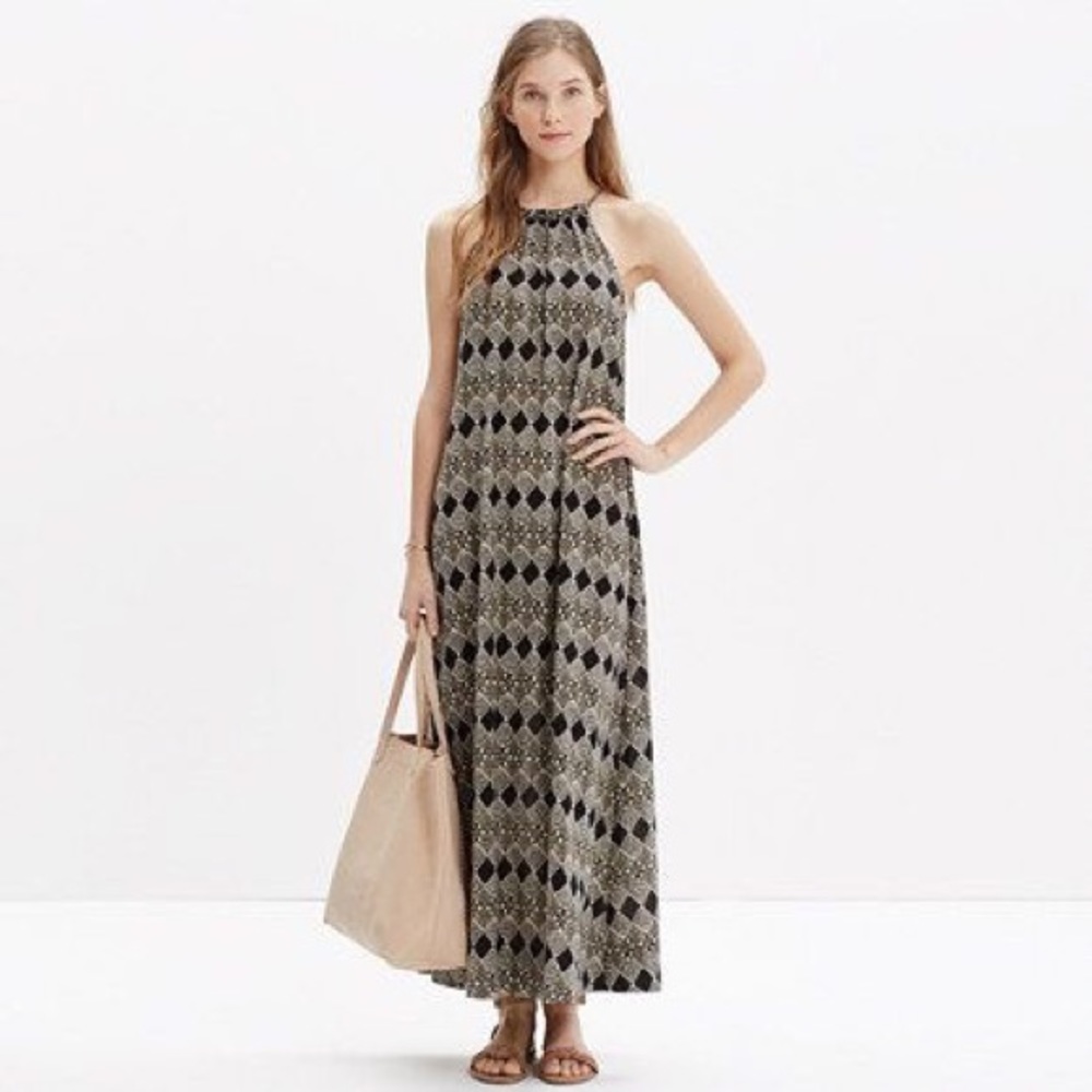 Madewell Aruba keyhole maxi dress, woodcut diamond